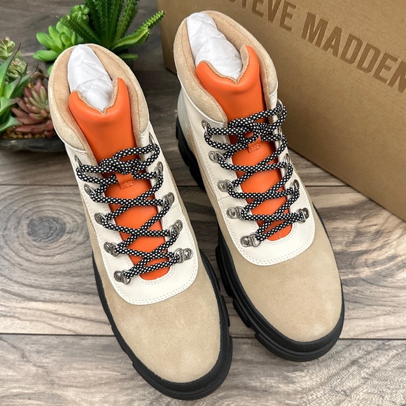 NIB Steve Madden Vermont Leather Platform Hiker Combat Boots 8M - Picture 2 of 11